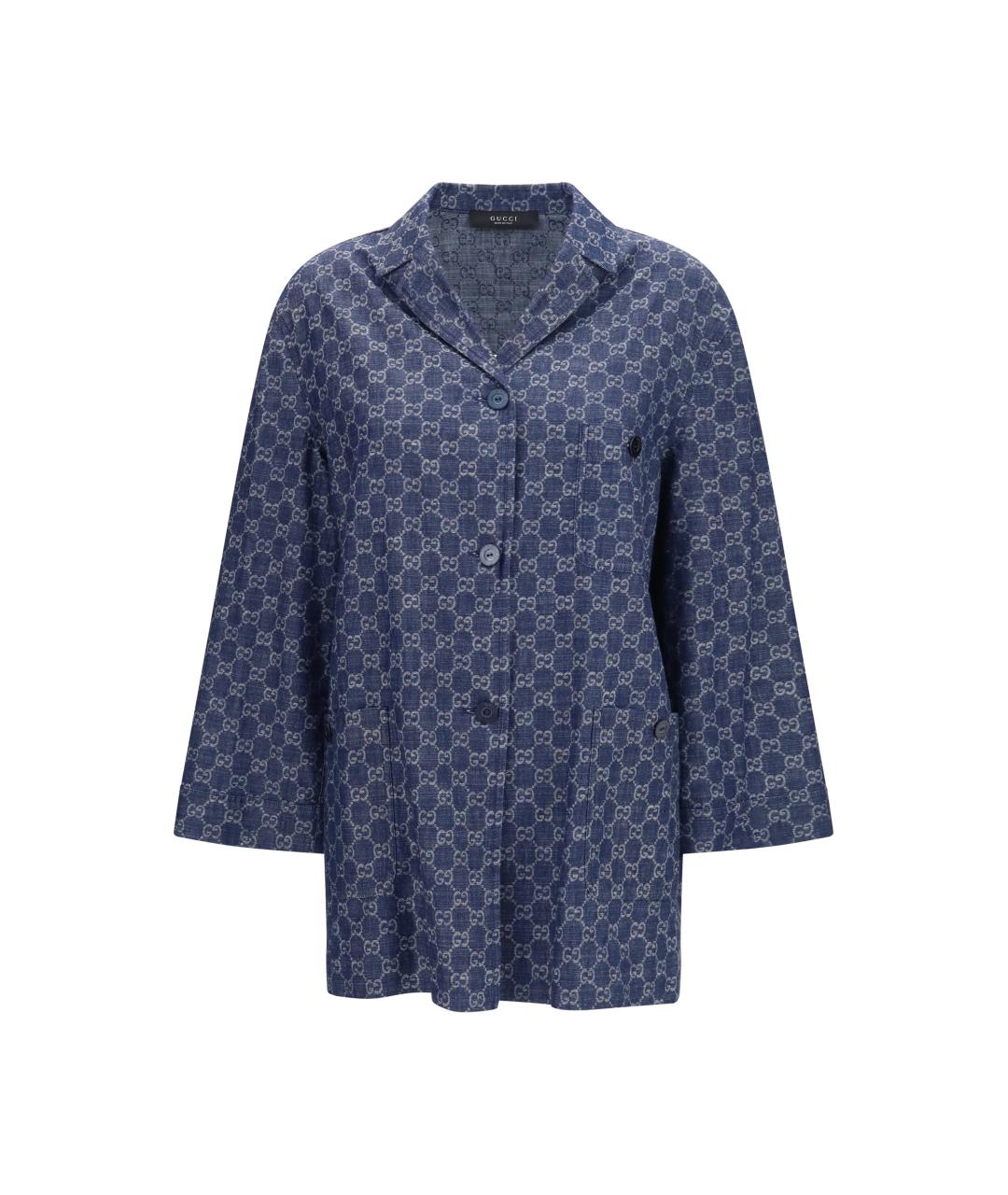GUCCI Синяя хлопковая куртка, фото 1