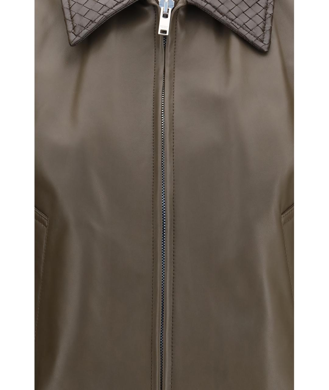BOTTEGA VENETA Зеленая кожаная куртка, фото 3