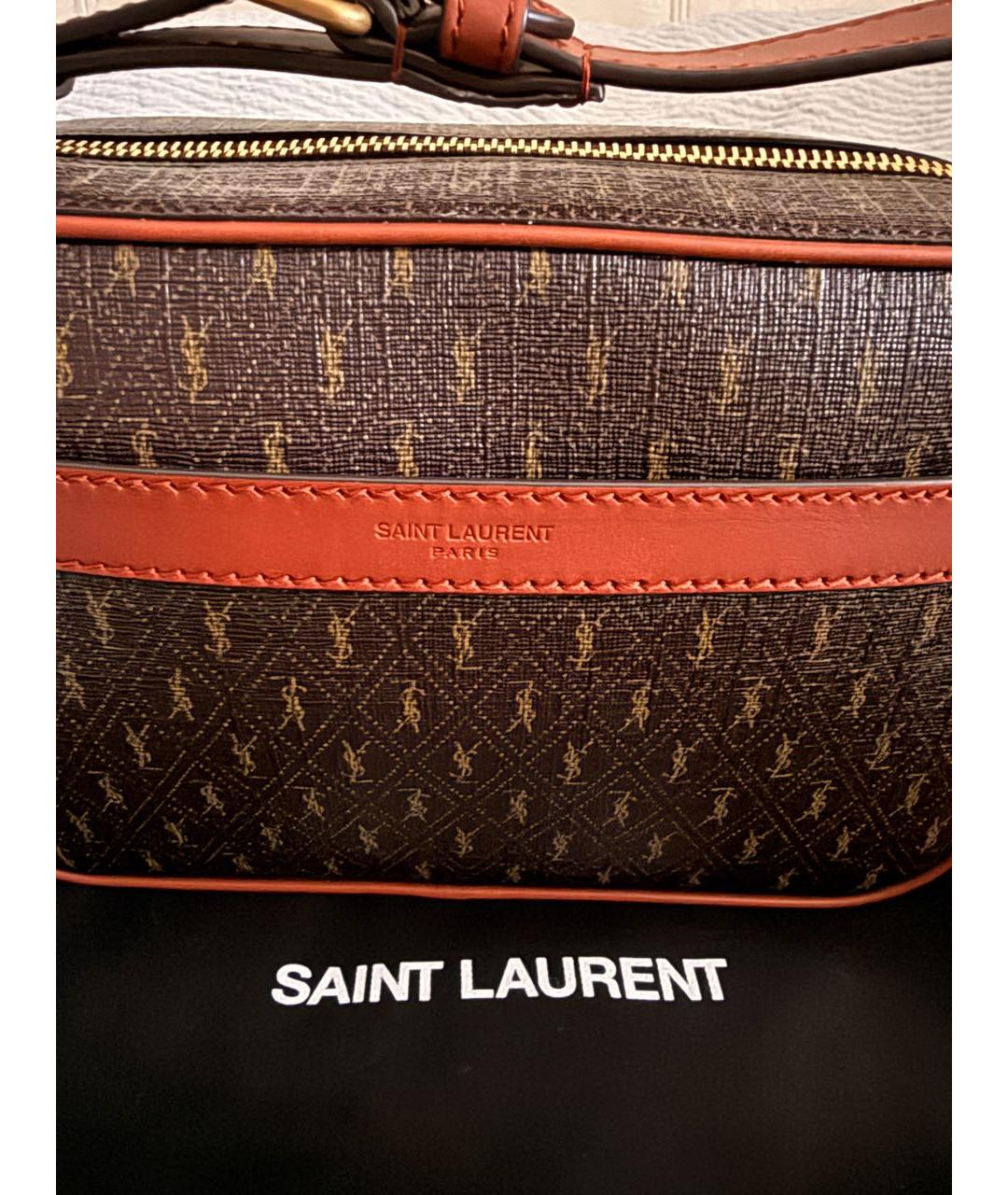 SAINT LAURENT Коричневая сумка через плечо из искусственной кожи, фото 6