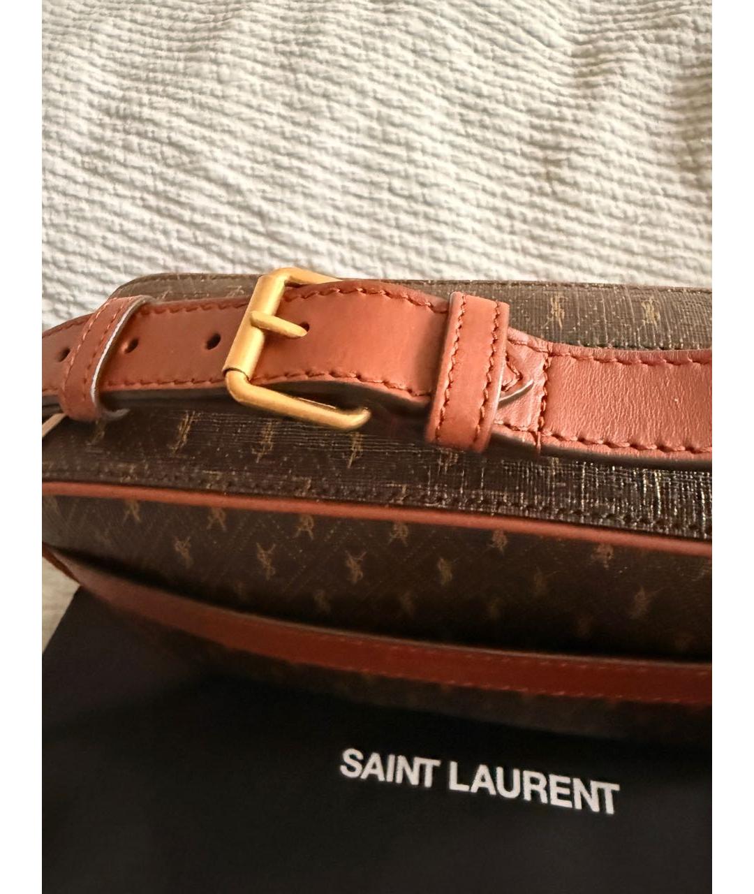 SAINT LAURENT Коричневая сумка через плечо из искусственной кожи, фото 4