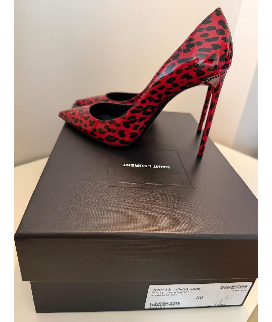 SAINT LAURENT Красные туфли из лакированной кожи, фото 4