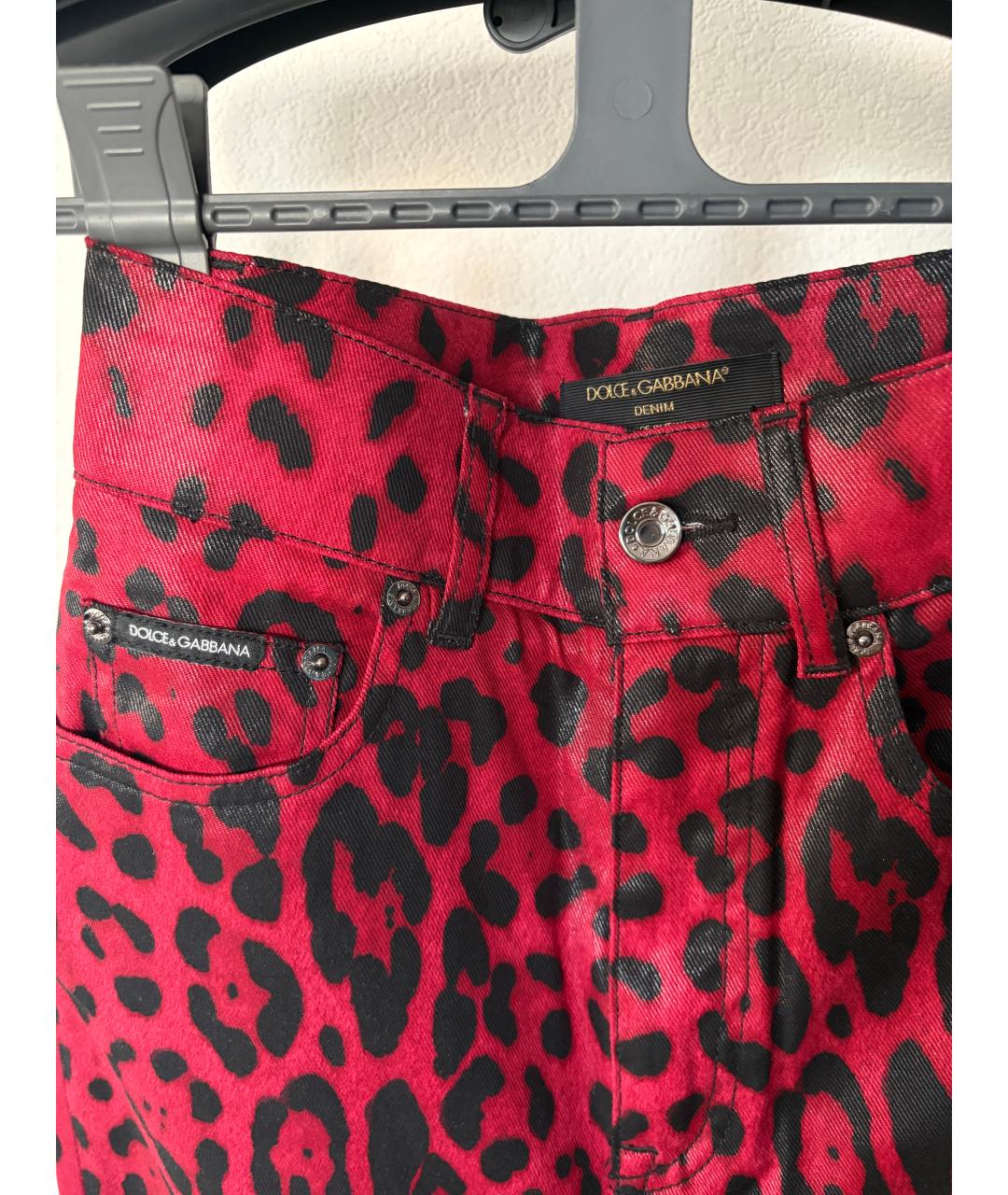 DOLCE&GABBANA Красные хлопковые джинсы слим, фото 3