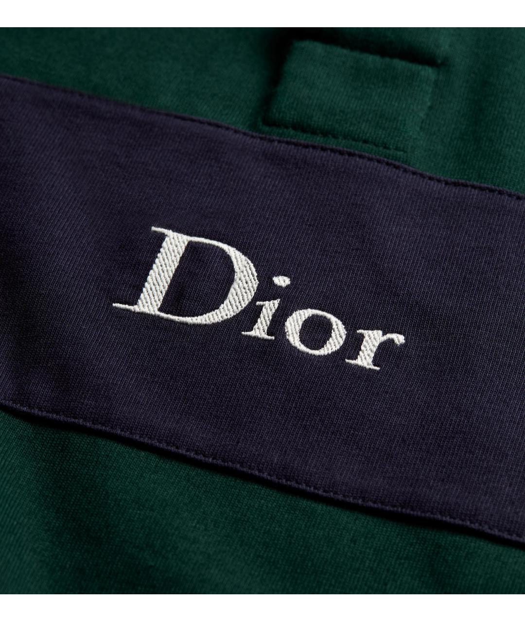 CHRISTIAN DIOR Зеленое хлопковое поло с длинным рукавом, фото 3