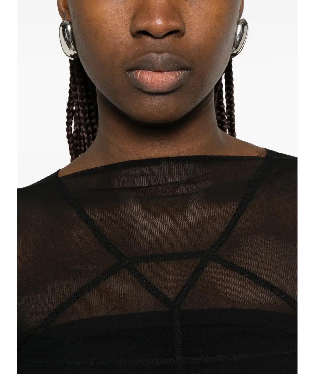 RICK OWENS Черное сетчатое вечернее платье, фото 5