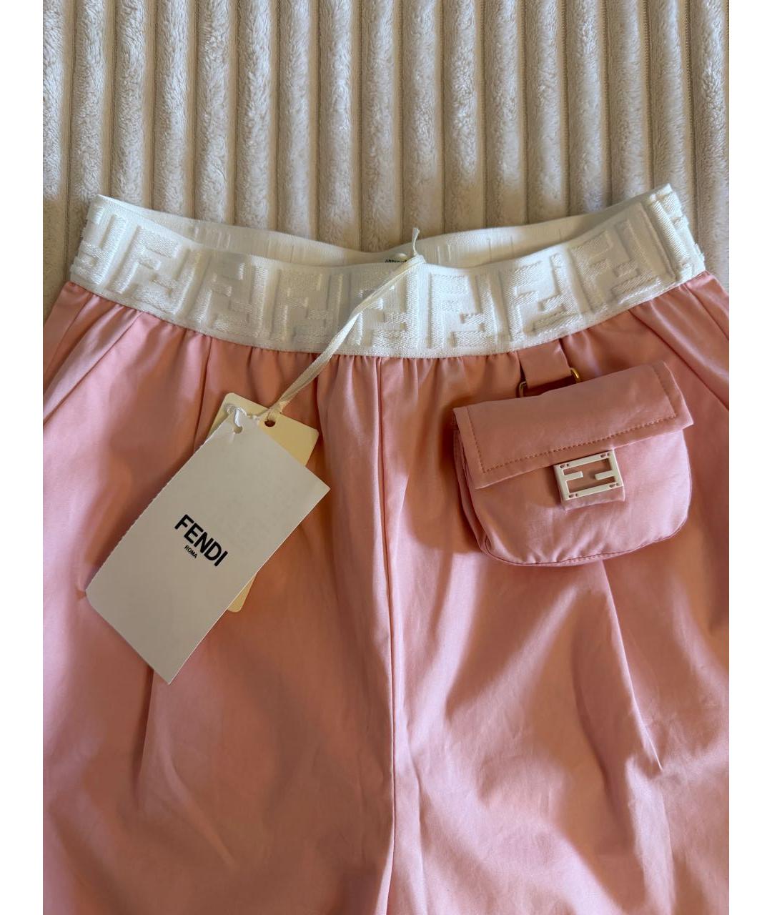 FENDI Розовые хлопковые брюки и шорты, фото 3