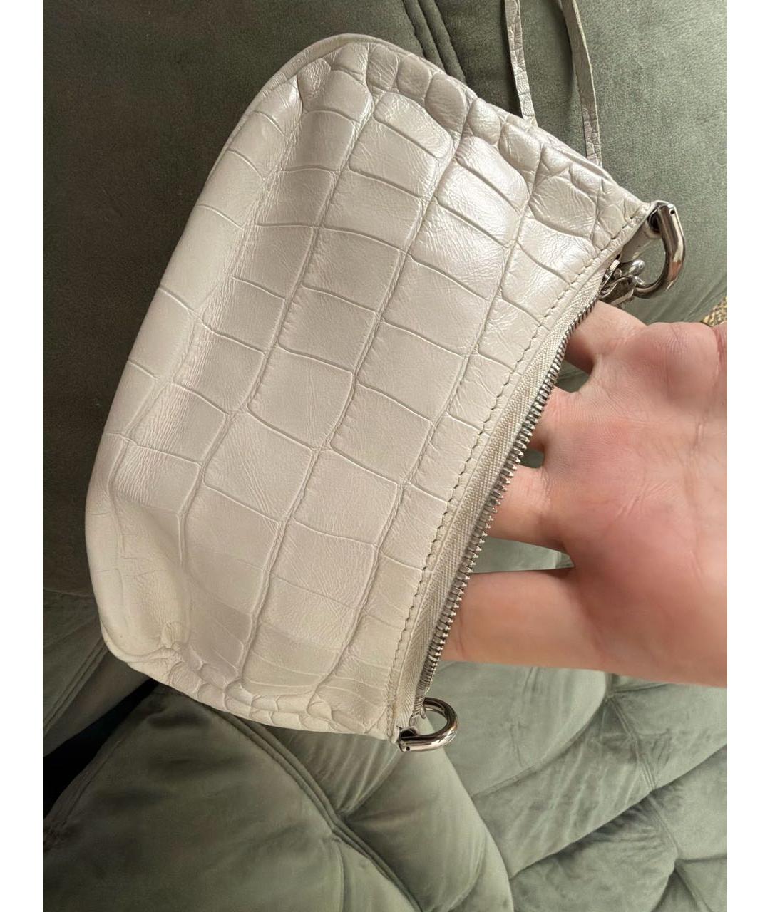 BALENCIAGA Белая кожаная сумка с короткими ручками, фото 3