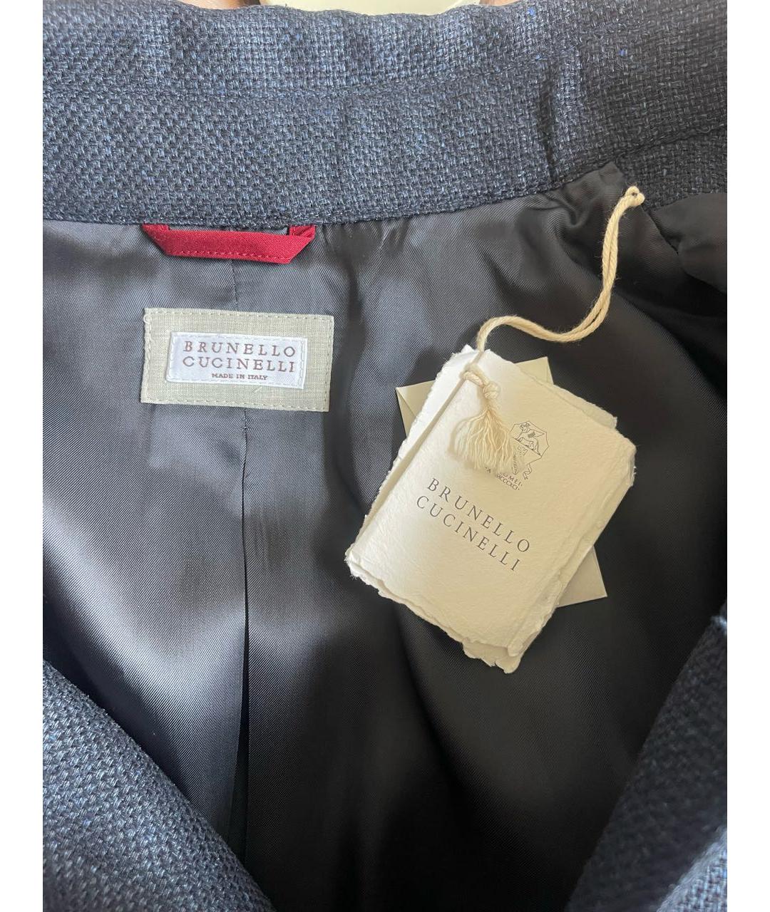 BRUNELLO CUCINELLI Темно-синяя льняная куртка, фото 3