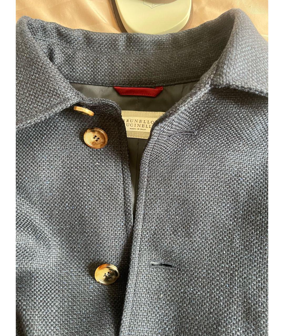 BRUNELLO CUCINELLI Темно-синяя льняная куртка, фото 4