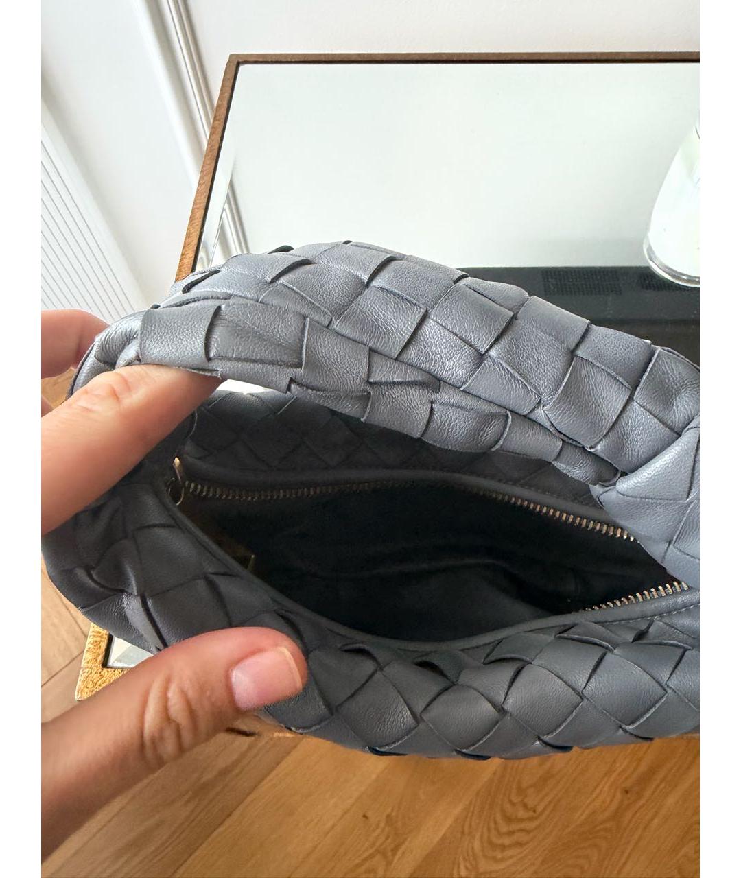BOTTEGA VENETA Антрацитовая кожаная сумка с короткими ручками, фото 3