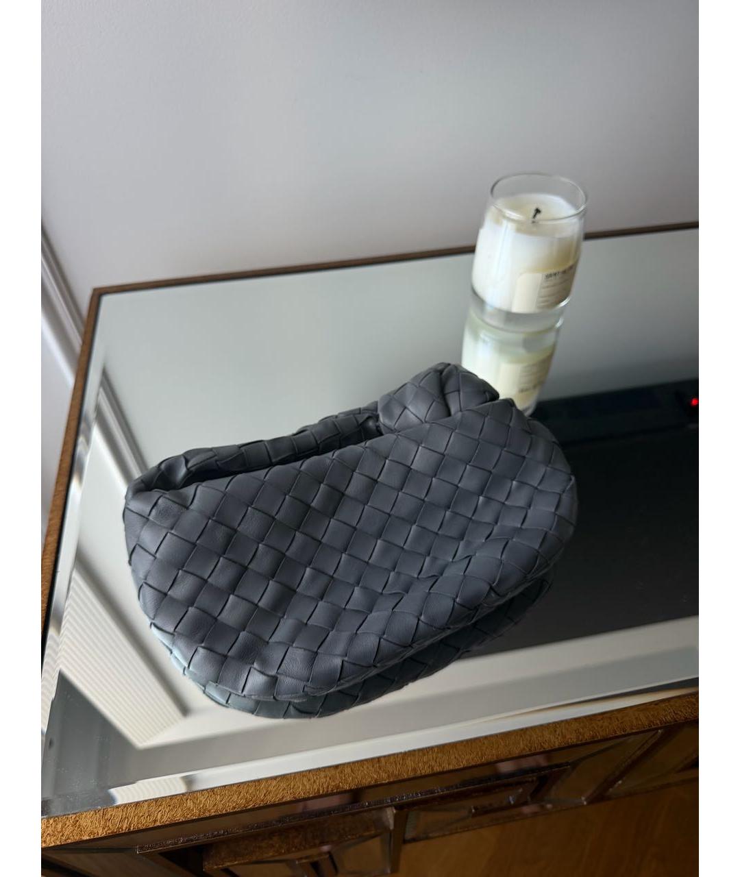 BOTTEGA VENETA Антрацитовая кожаная сумка с короткими ручками, фото 4