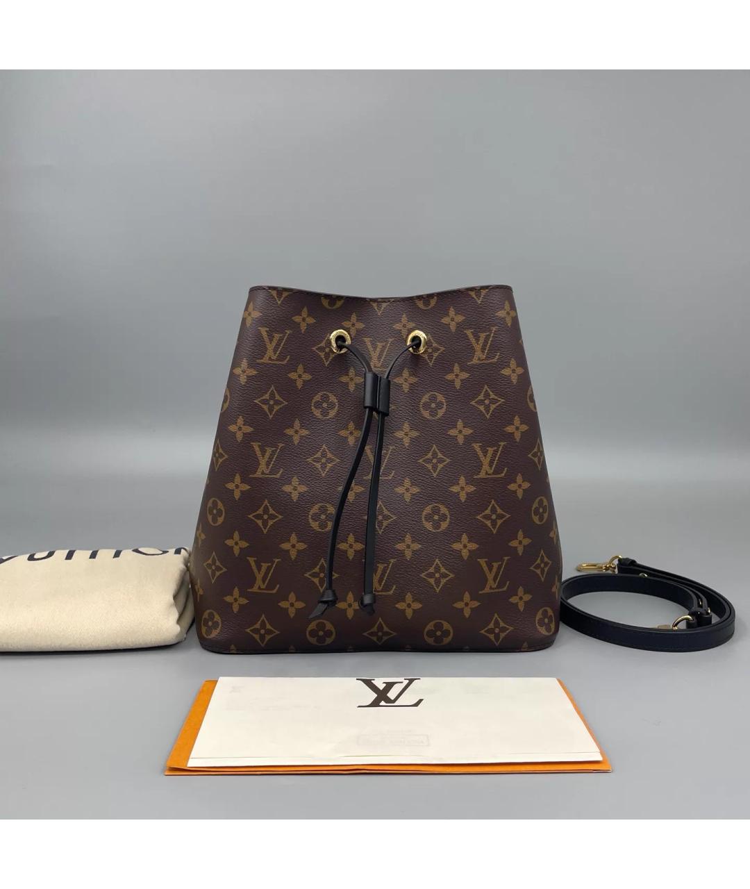 LOUIS VUITTON Коричневая кожаная сумка через плечо, фото 9