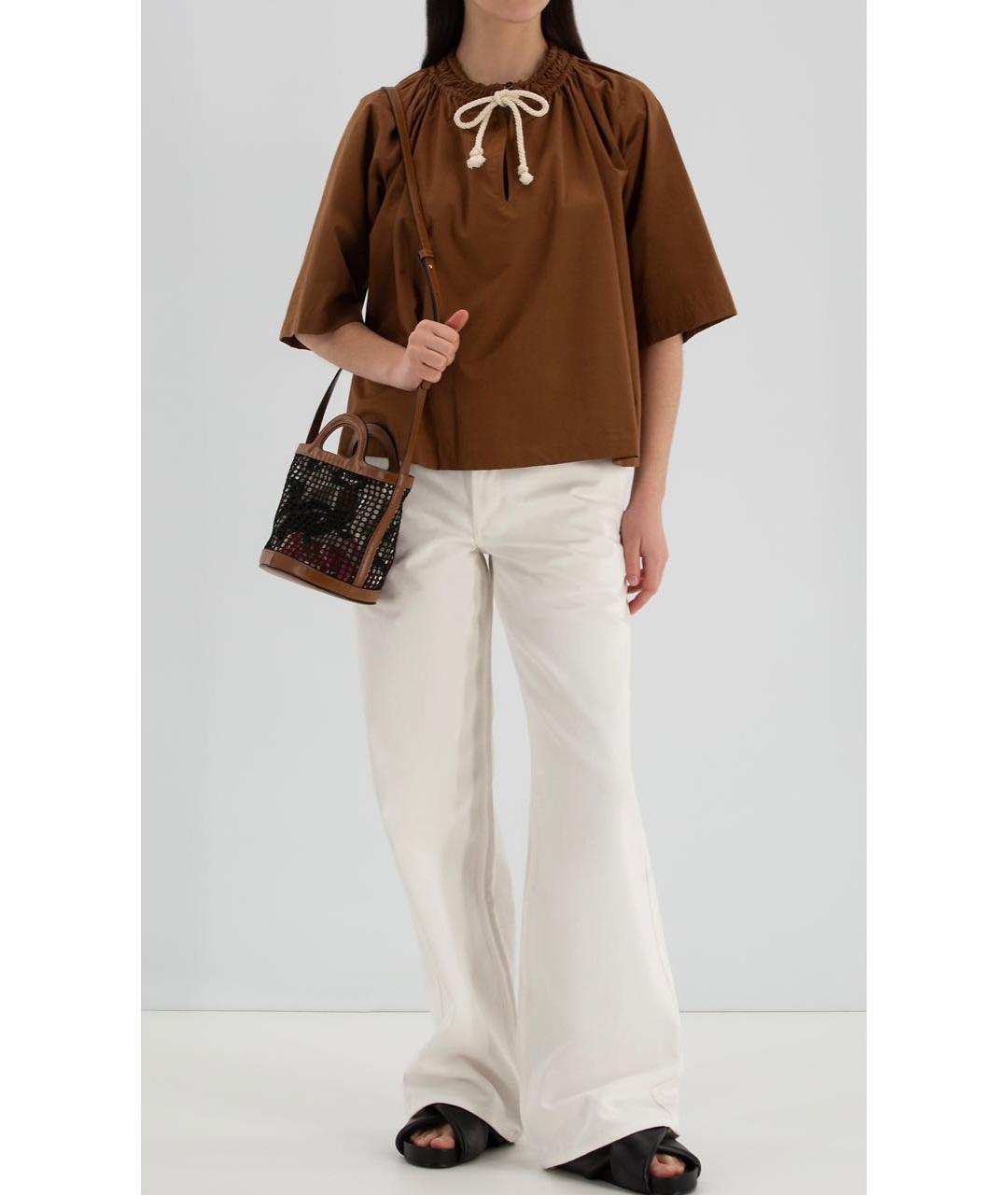 JIL SANDER Коричневая хлопковая блузы, фото 3