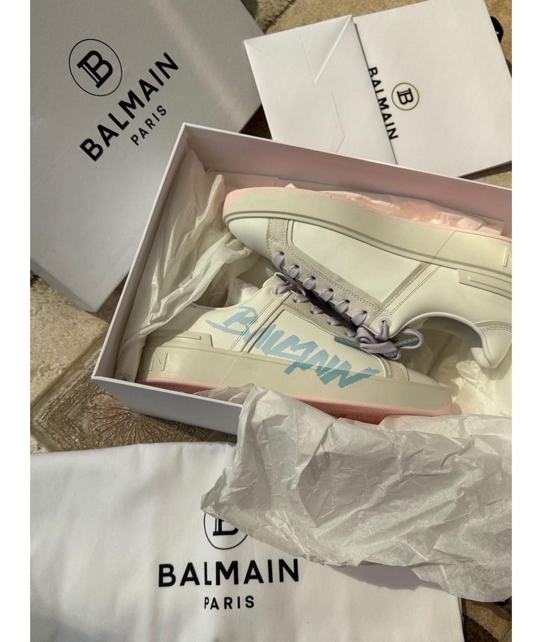 BALMAIN Белые кожаные кеды, фото 2