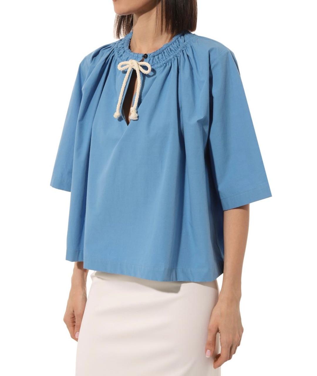 JIL SANDER Голубой хлопковый костюм с брюками, фото 2