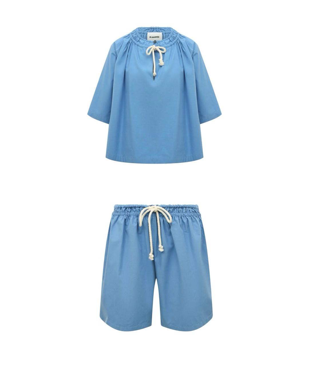 JIL SANDER Голубой хлопковый костюм с брюками, фото 1