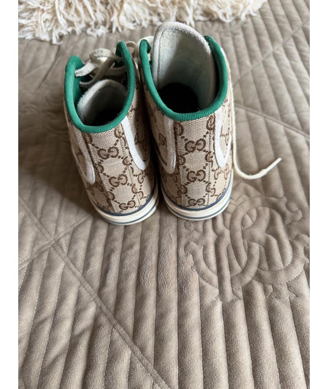 GUCCI Коричневые текстильные кеды, фото 4