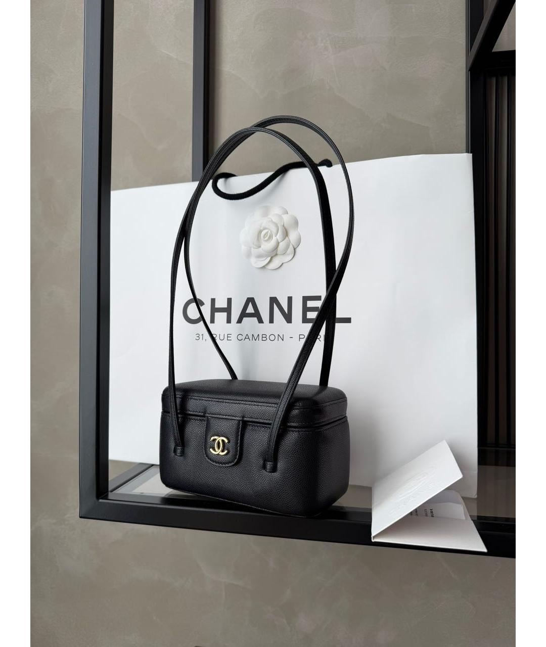CHANEL Черная кожаная сумка тоут, фото 8