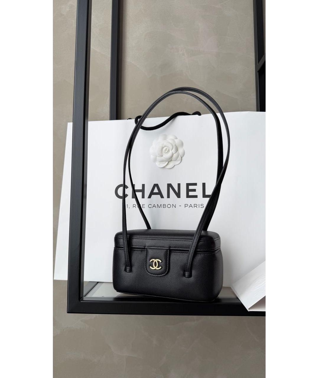 CHANEL Черная кожаная сумка тоут, фото 9