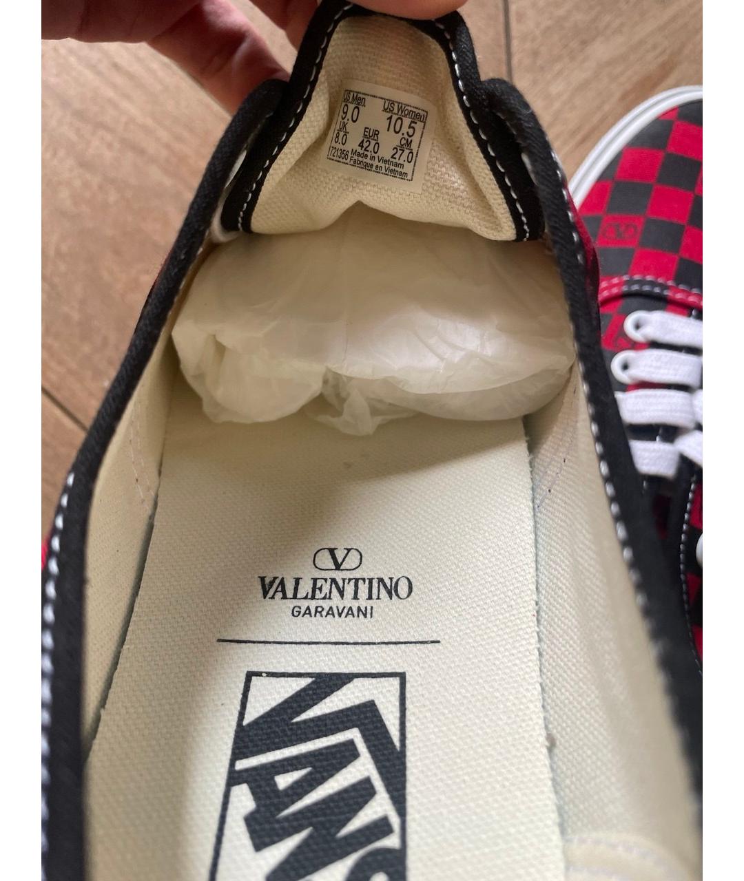 VALENTINO Красные текстильные низкие кроссовки / кеды, фото 5