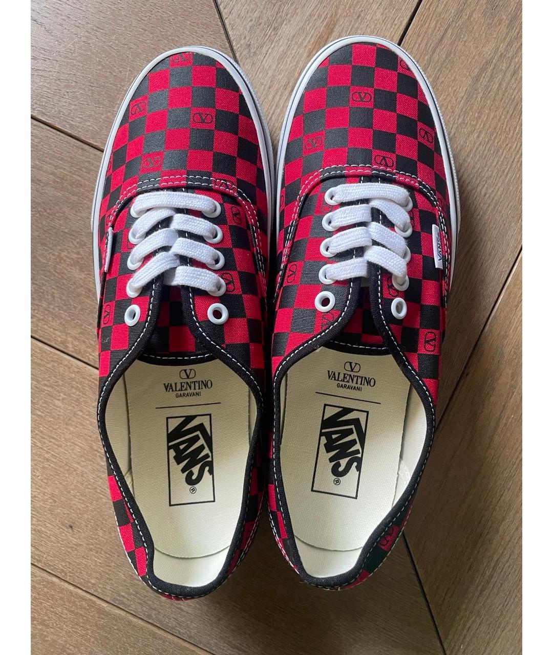 VALENTINO Красные текстильные низкие кроссовки / кеды, фото 2