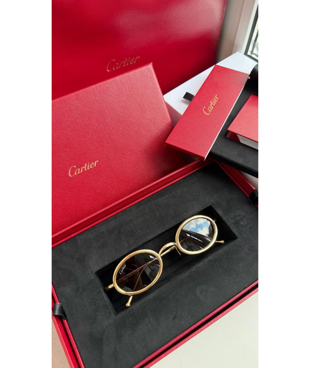 CARTIER Золотые металлические солнцезащитные очки, фото 2