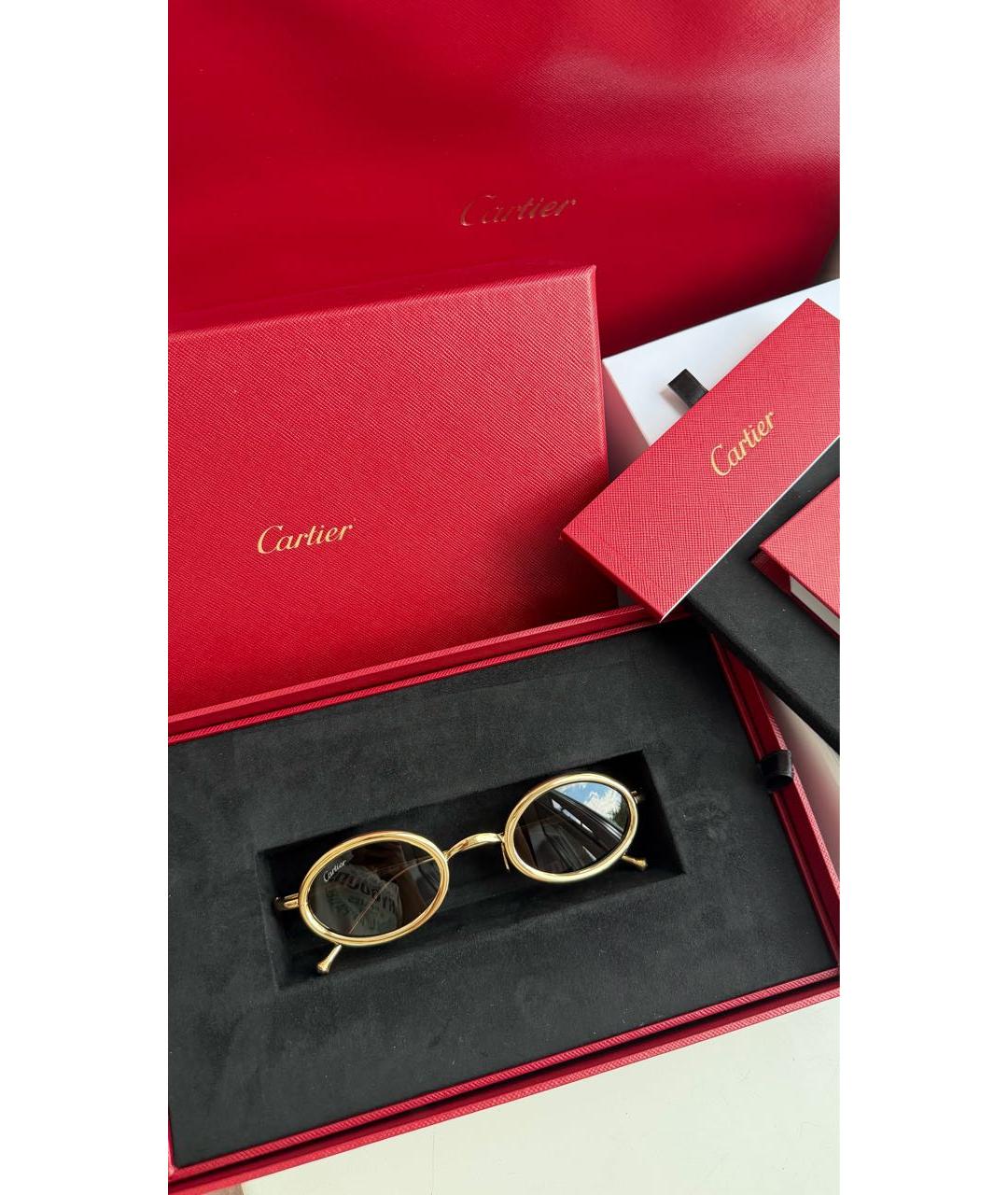 CARTIER Золотые металлические солнцезащитные очки, фото 3