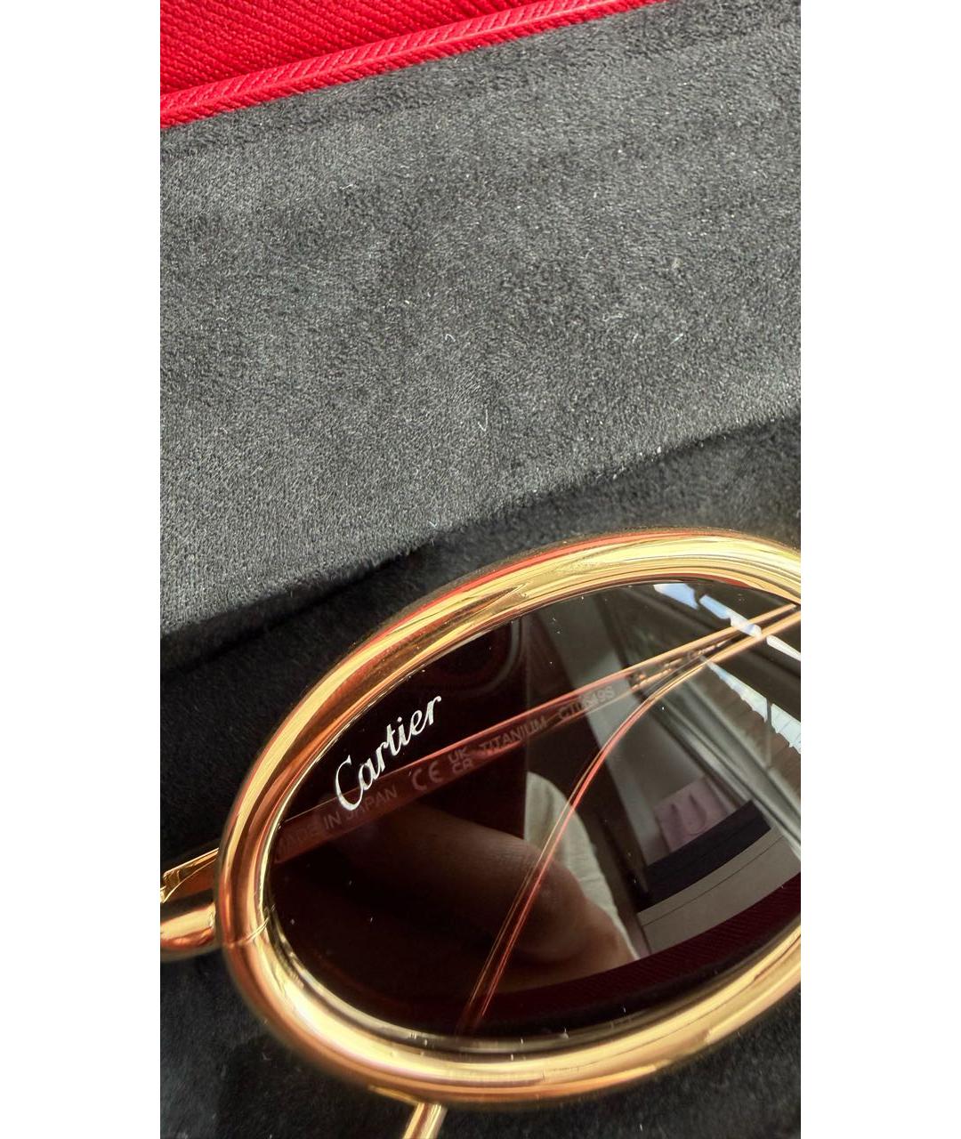 CARTIER Золотые металлические солнцезащитные очки, фото 6