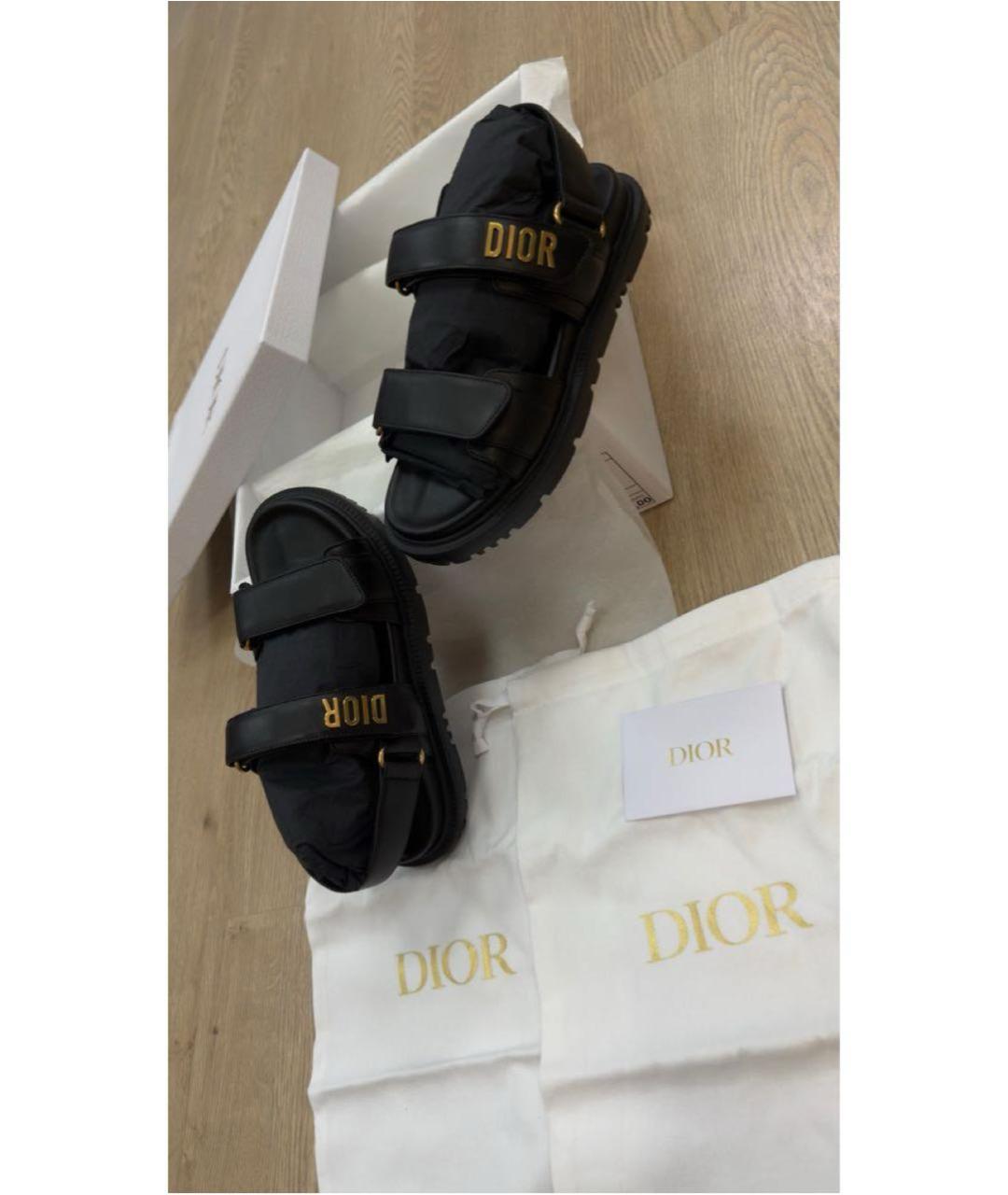 CHRISTIAN DIOR Черные кожаные сандалии, фото 5