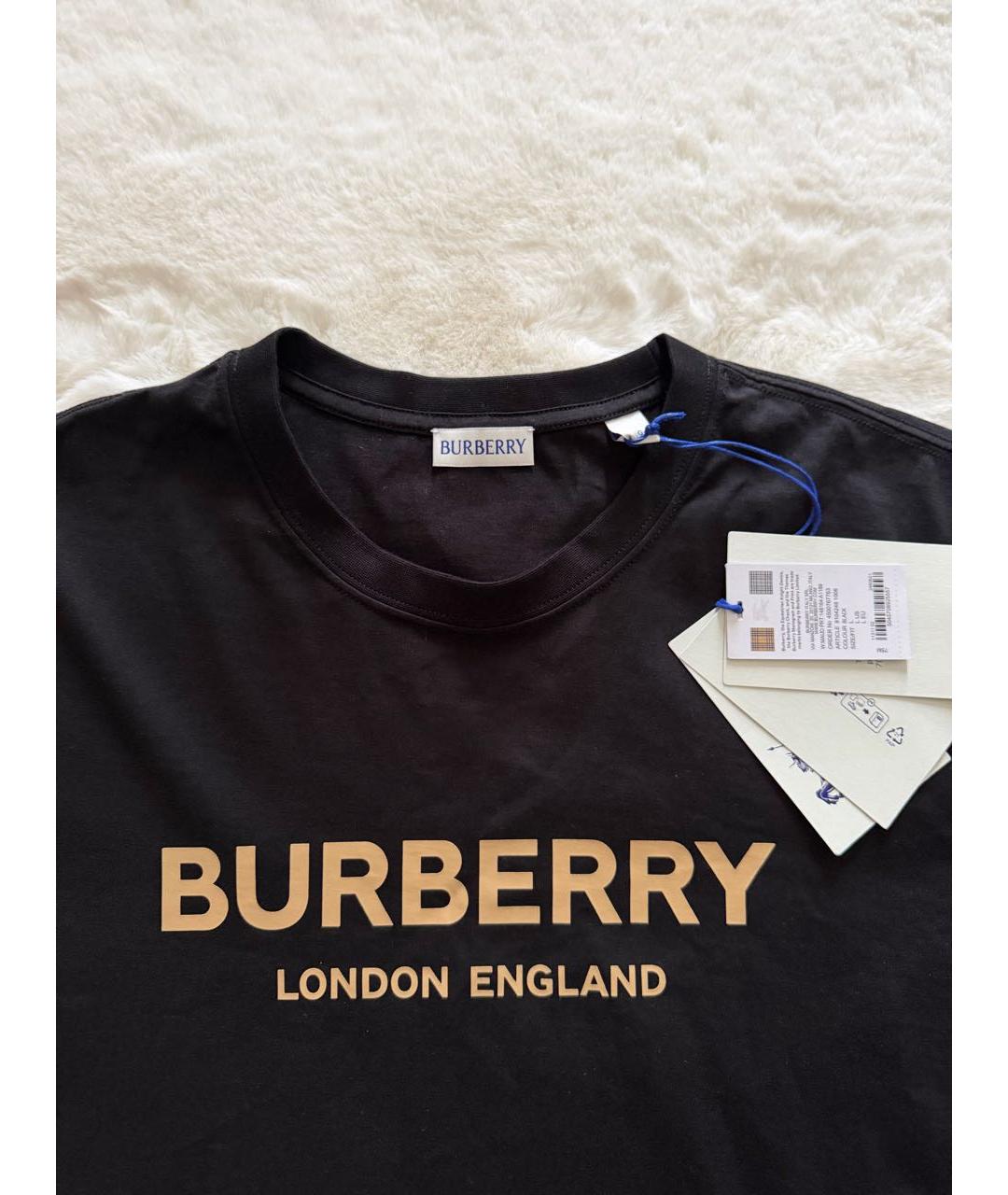 BURBERRY Черная хлопковая футболка, фото 3