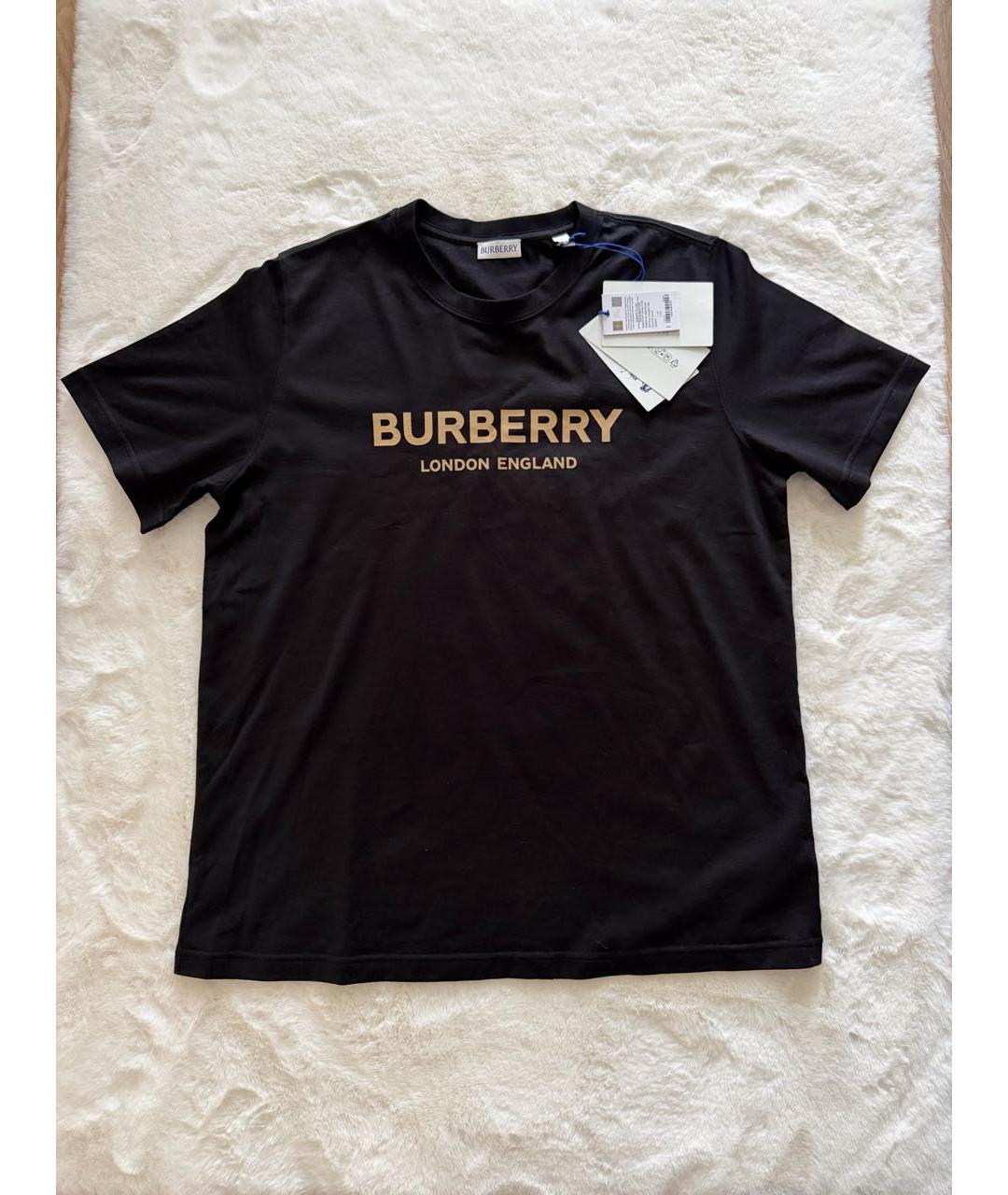 BURBERRY Черная хлопковая футболка, фото 2