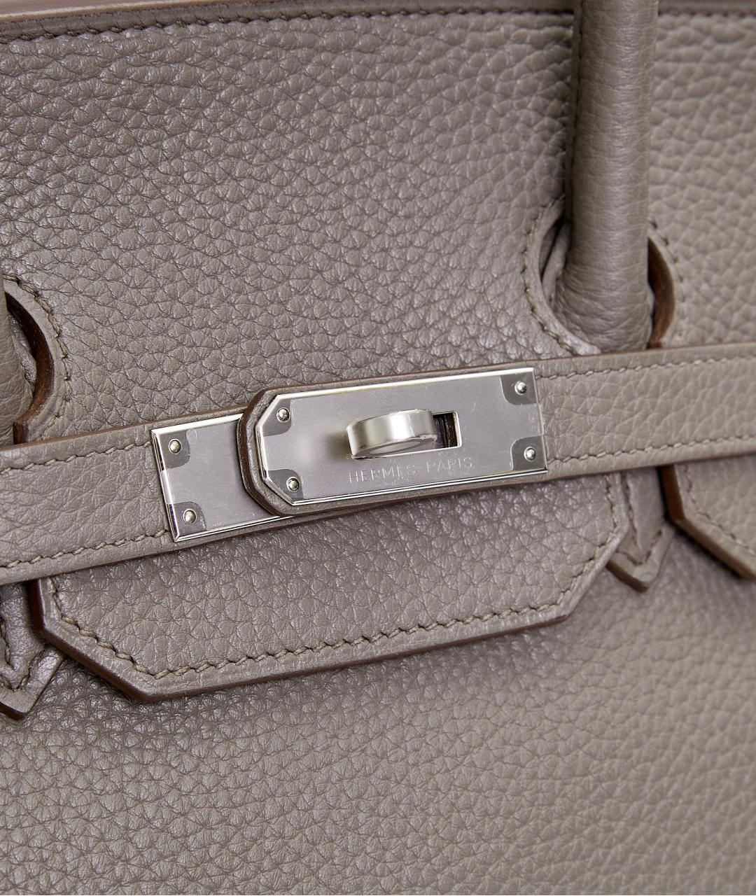 HERMES Серая кожаная сумка с короткими ручками, фото 4