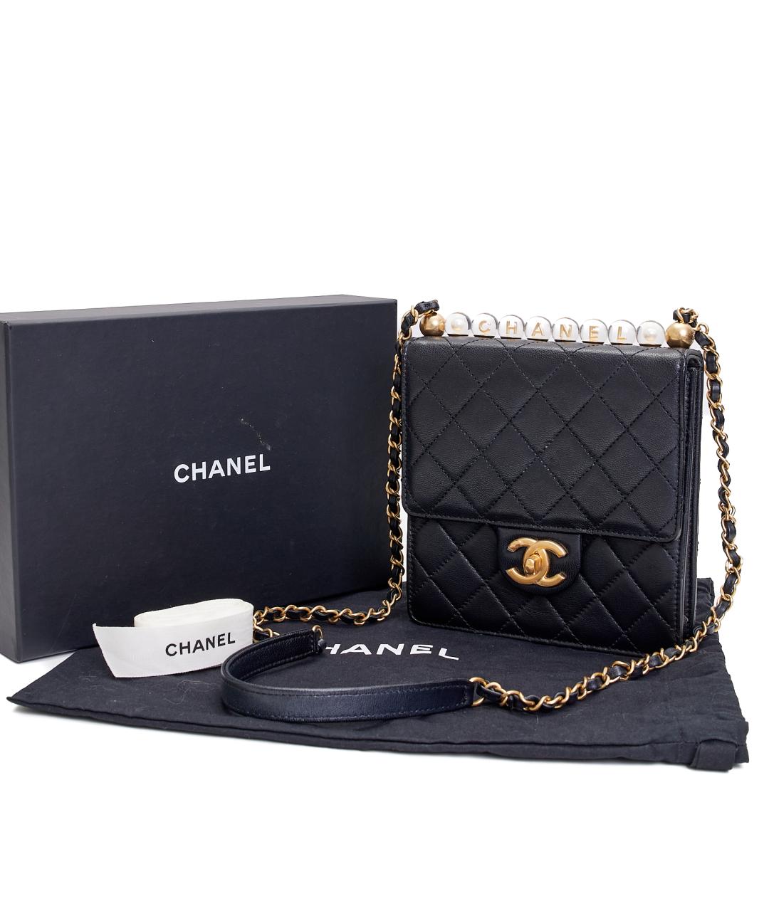 CHANEL Черная кожаная сумка через плечо, фото 8