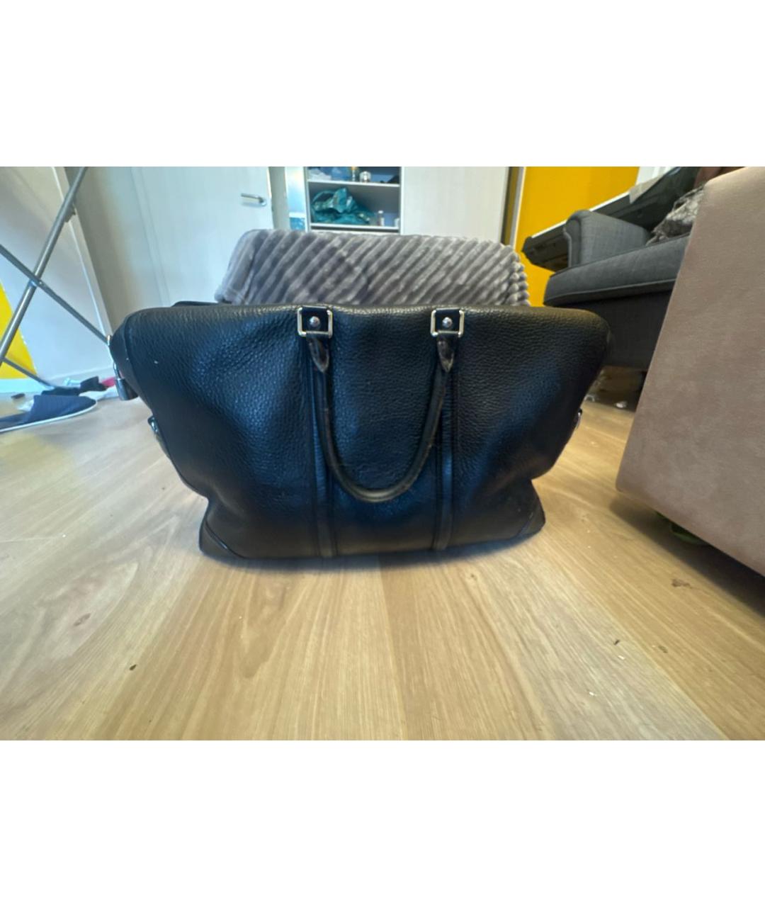 LOUIS VUITTON Черный кожаный портфель, фото 3