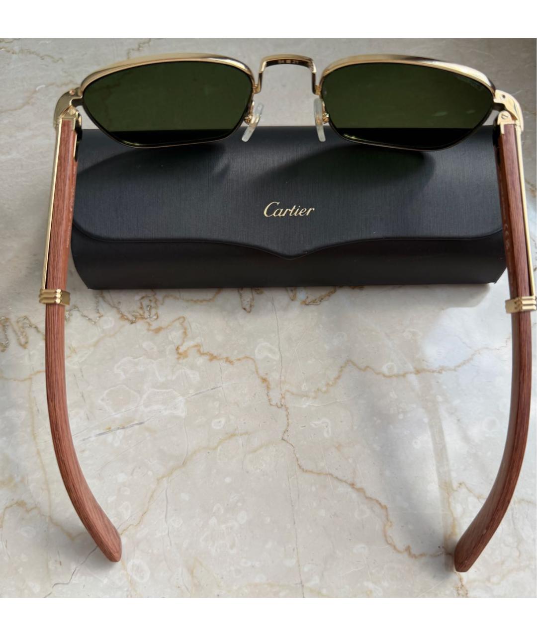 CARTIER Золотые металлические солнцезащитные очки, фото 2