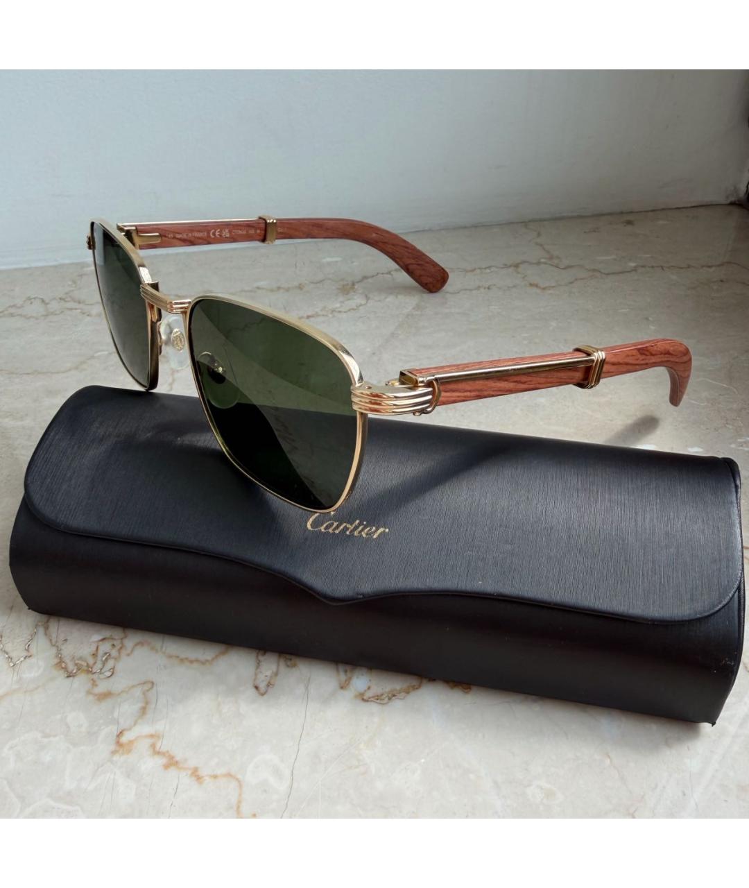 CARTIER Золотые металлические солнцезащитные очки, фото 3