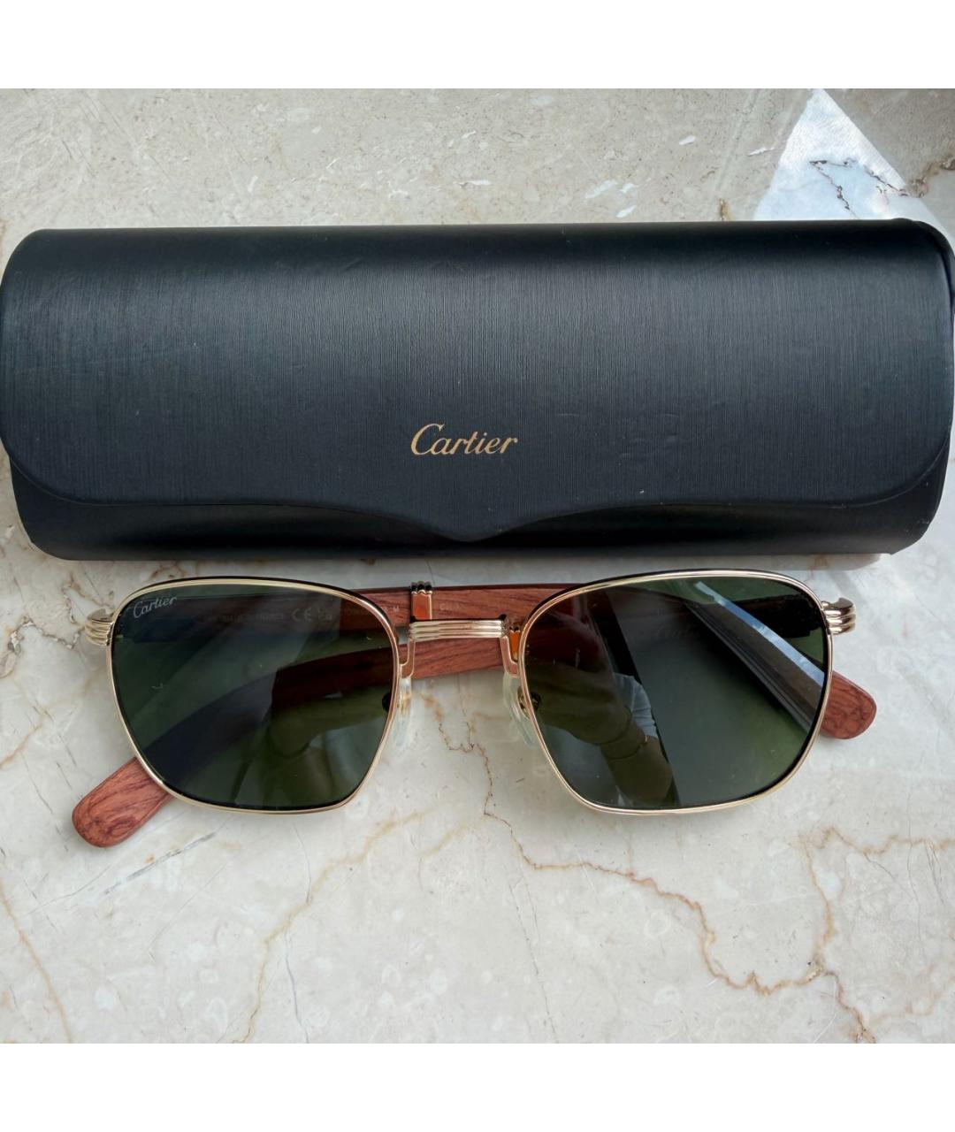 CARTIER Золотые металлические солнцезащитные очки, фото 1