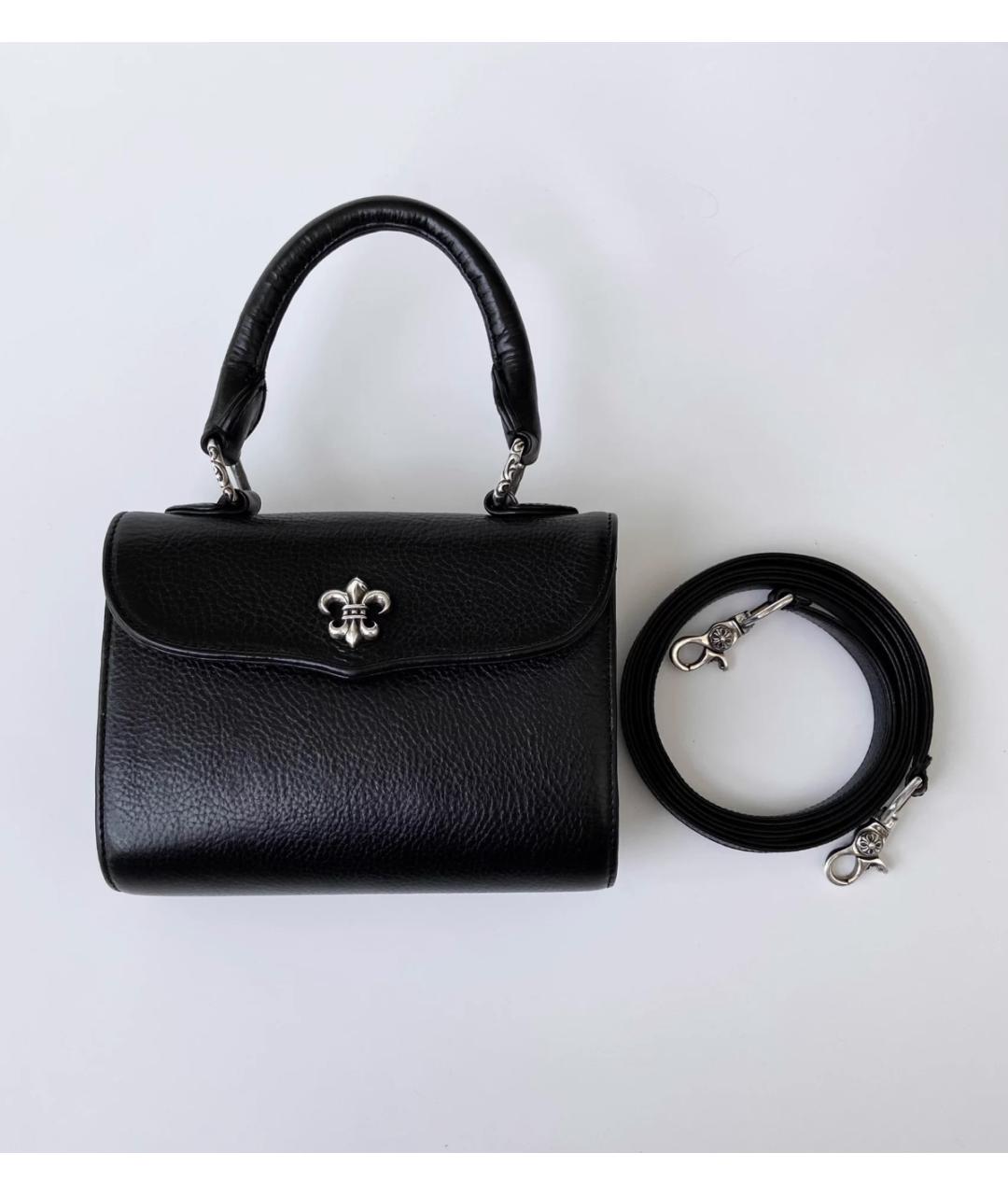 CHROME HEARTS Черная кожаная сумка с короткими ручками, фото 3