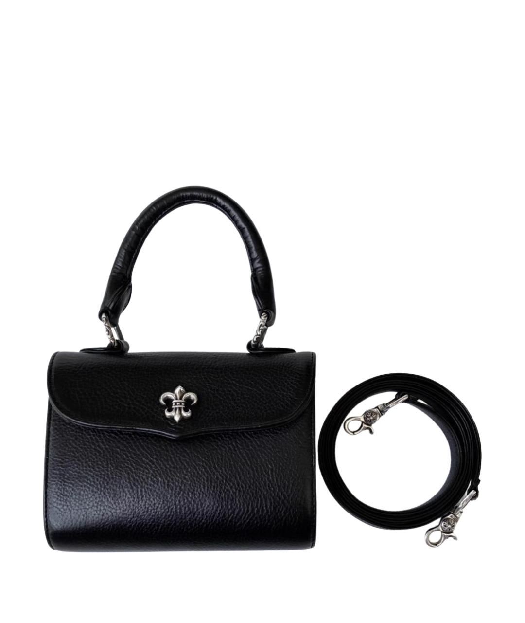 CHROME HEARTS Черная кожаная сумка с короткими ручками, фото 1