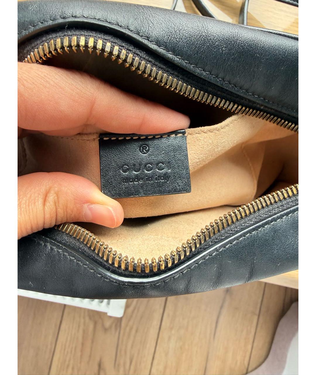 GUCCI Черная кожаная сумка через плечо, фото 3