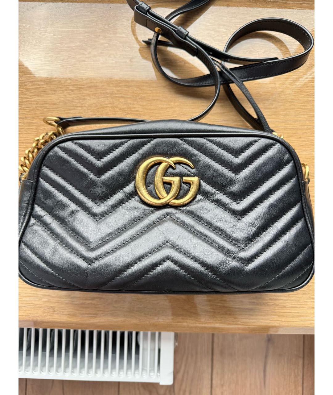 GUCCI Черная кожаная сумка через плечо, фото 4