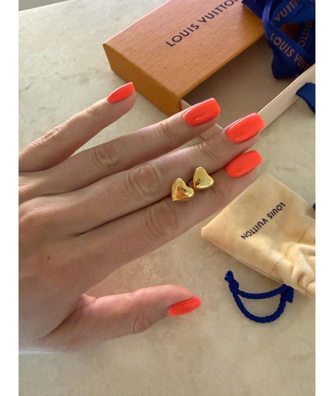 LOUIS VUITTON Золотые латунные серьги, фото 4
