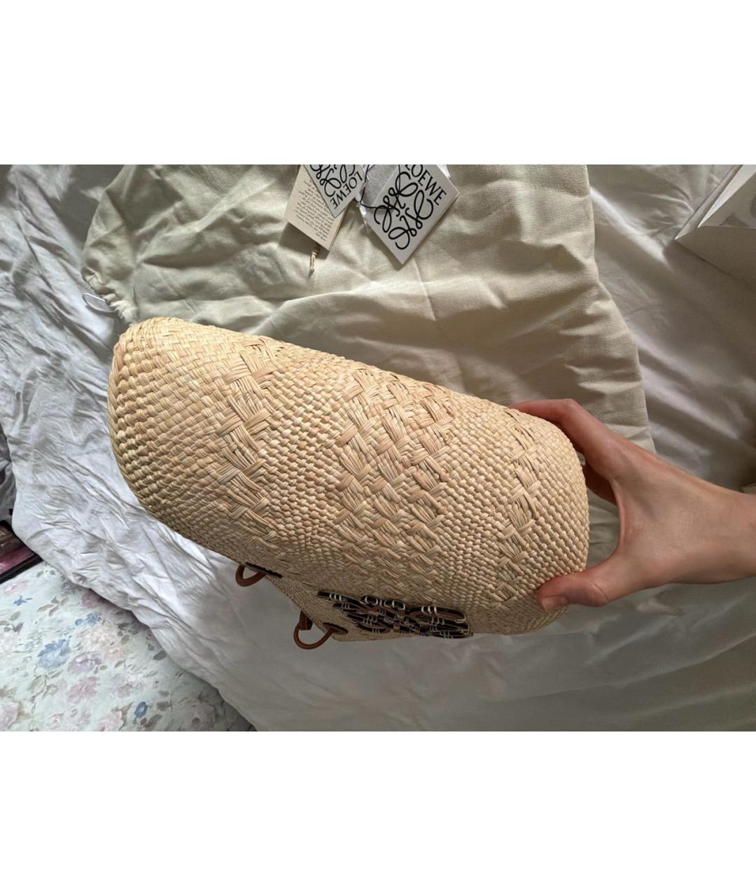 LOEWE Бежевая плетеная пляжная сумка, фото 2