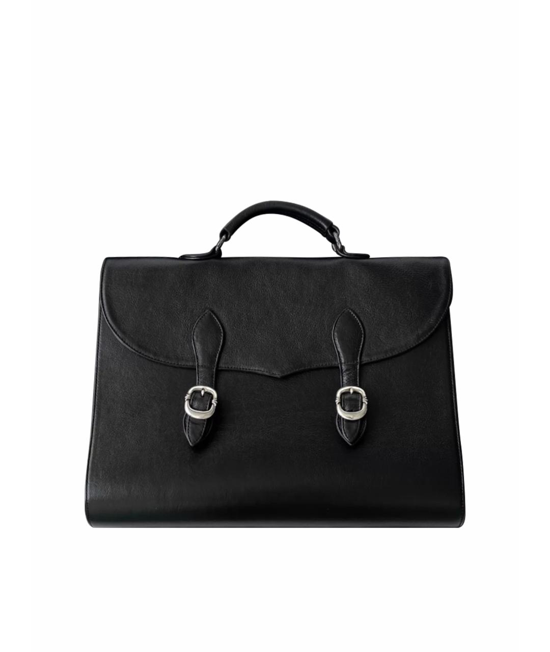 CHROME HEARTS Черный кожаный портфель, фото 1