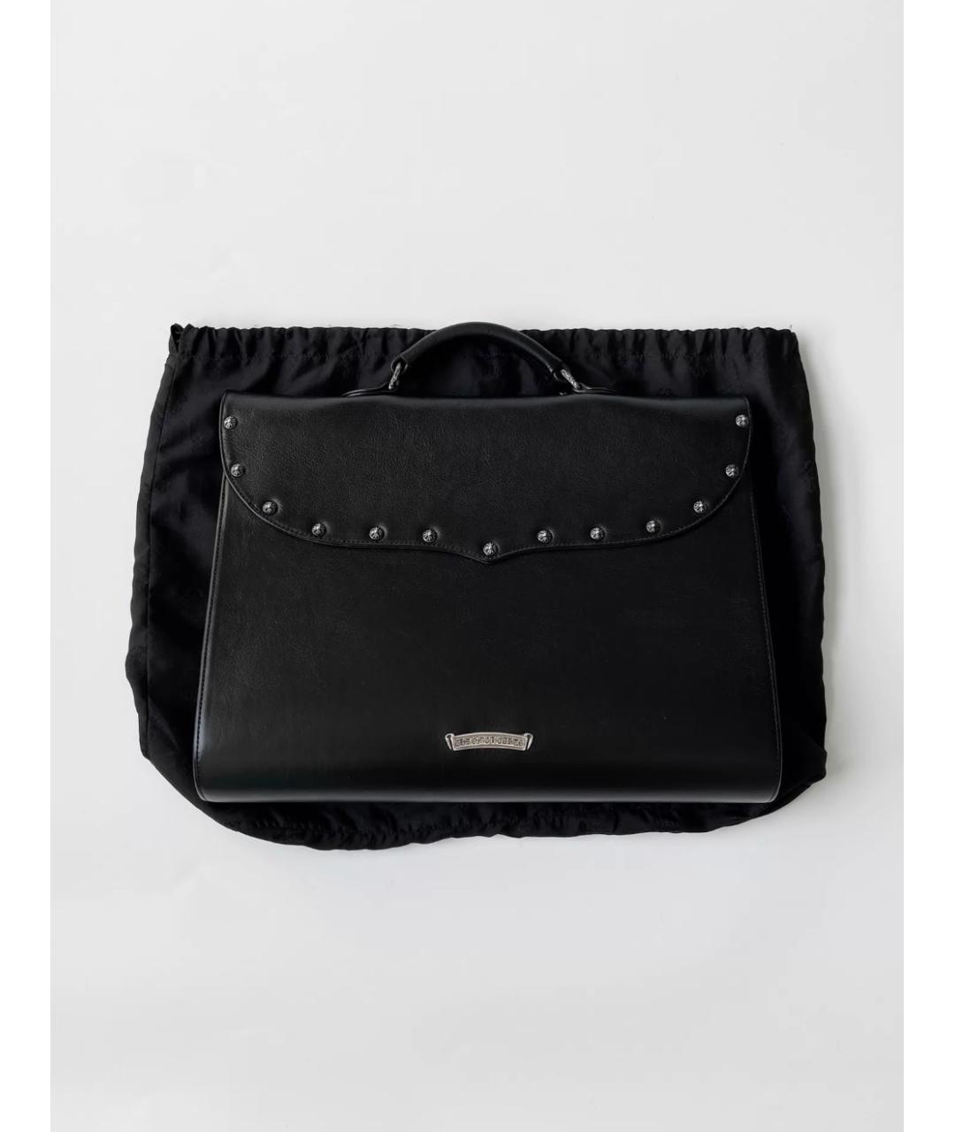 CHROME HEARTS Черный кожаный портфель, фото 2