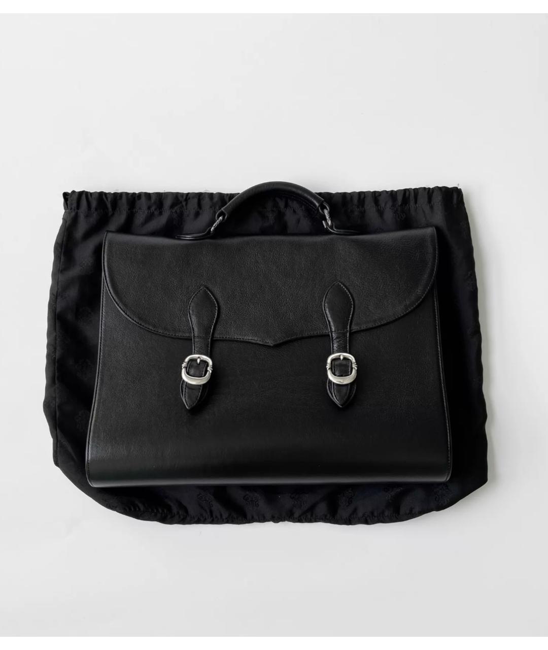 CHROME HEARTS Черный кожаный портфель, фото 3