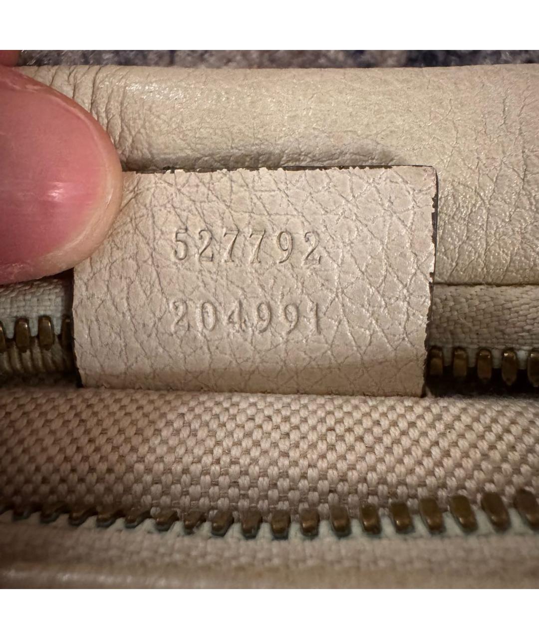 GUCCI Белая кожаная барсетка, фото 5
