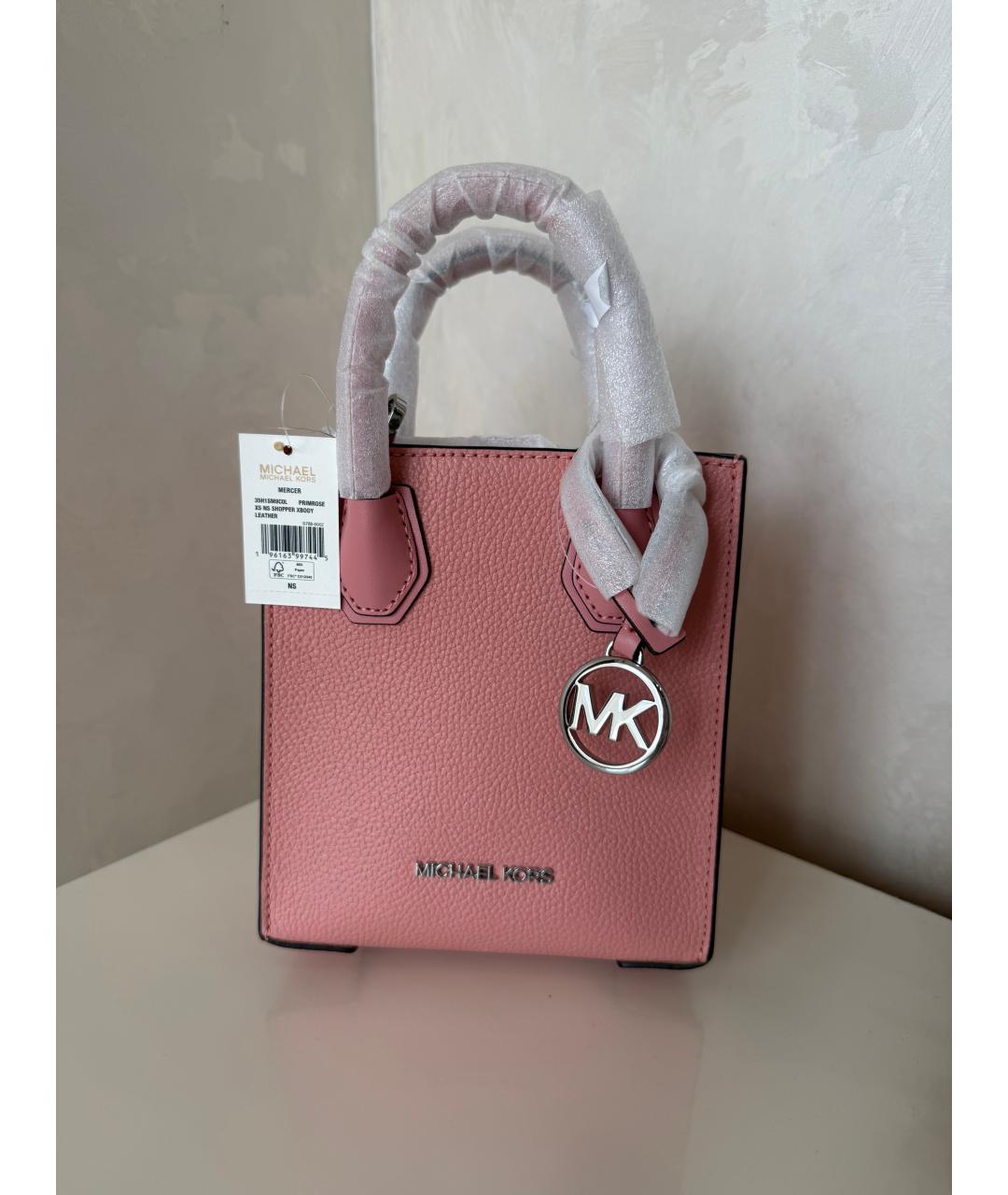 MICHAEL KORS Розовая кожаная сумка через плечо, фото 8
