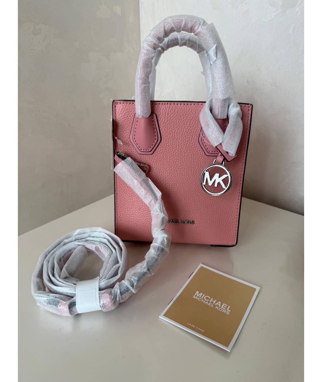 MICHAEL KORS Розовая кожаная сумка через плечо, фото 6