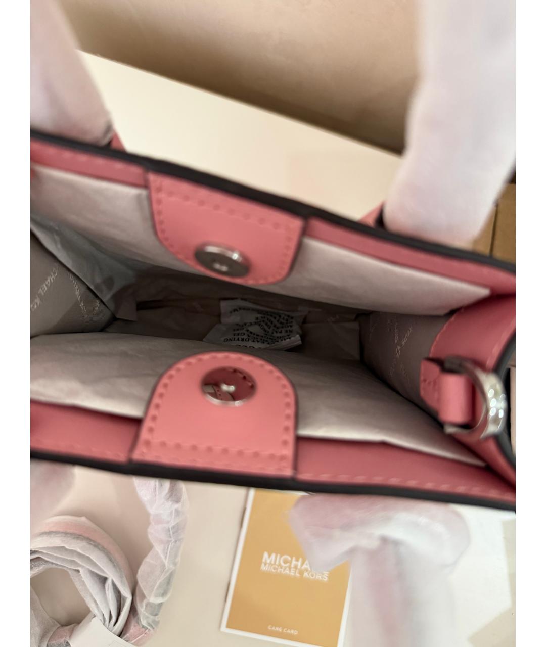 MICHAEL KORS Розовая кожаная сумка через плечо, фото 4