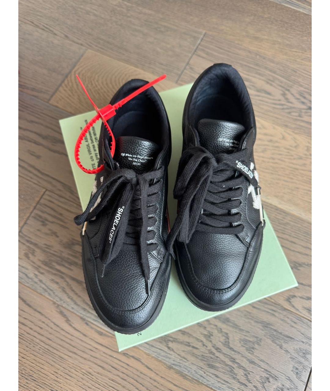 OFF-WHITE Черные кожаные кеды, фото 2